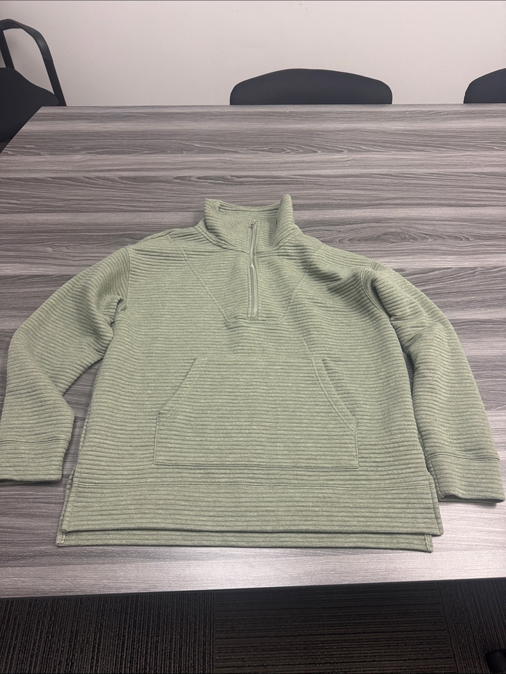 Kirkland Signature Light Olive Ribbed Half-Zip Pullover